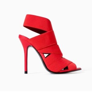 Zara Strappy Wrap Heels Red Sz 38